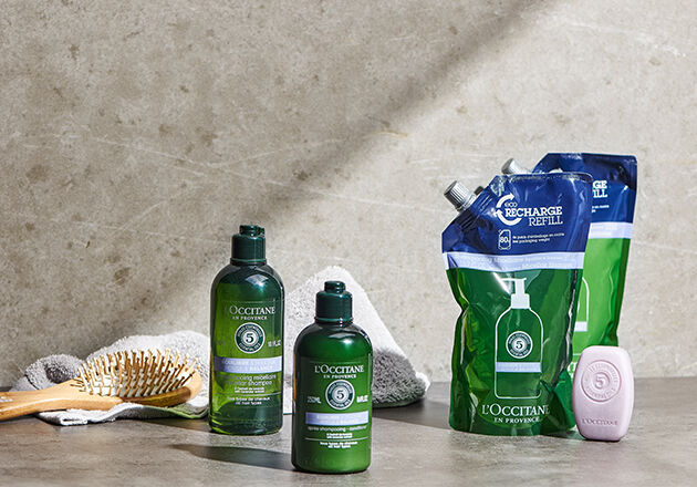 Housed in 100% recycled bottles