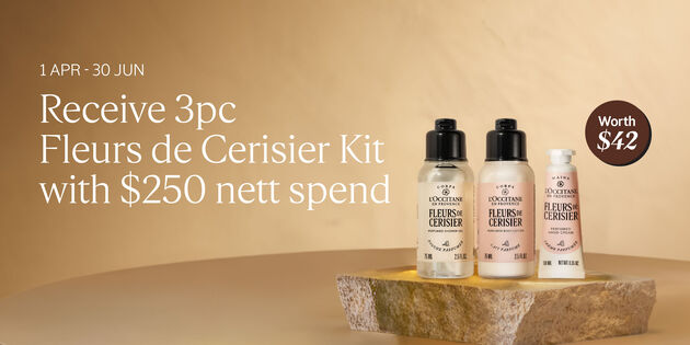 Receive 3pc Fleurs de Cerisier Kit with $250 nett spend