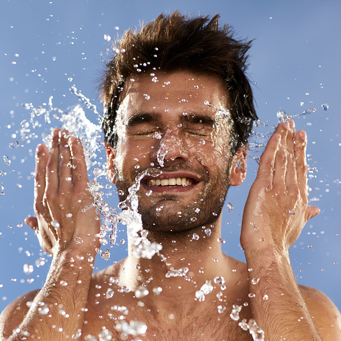 Man washing face